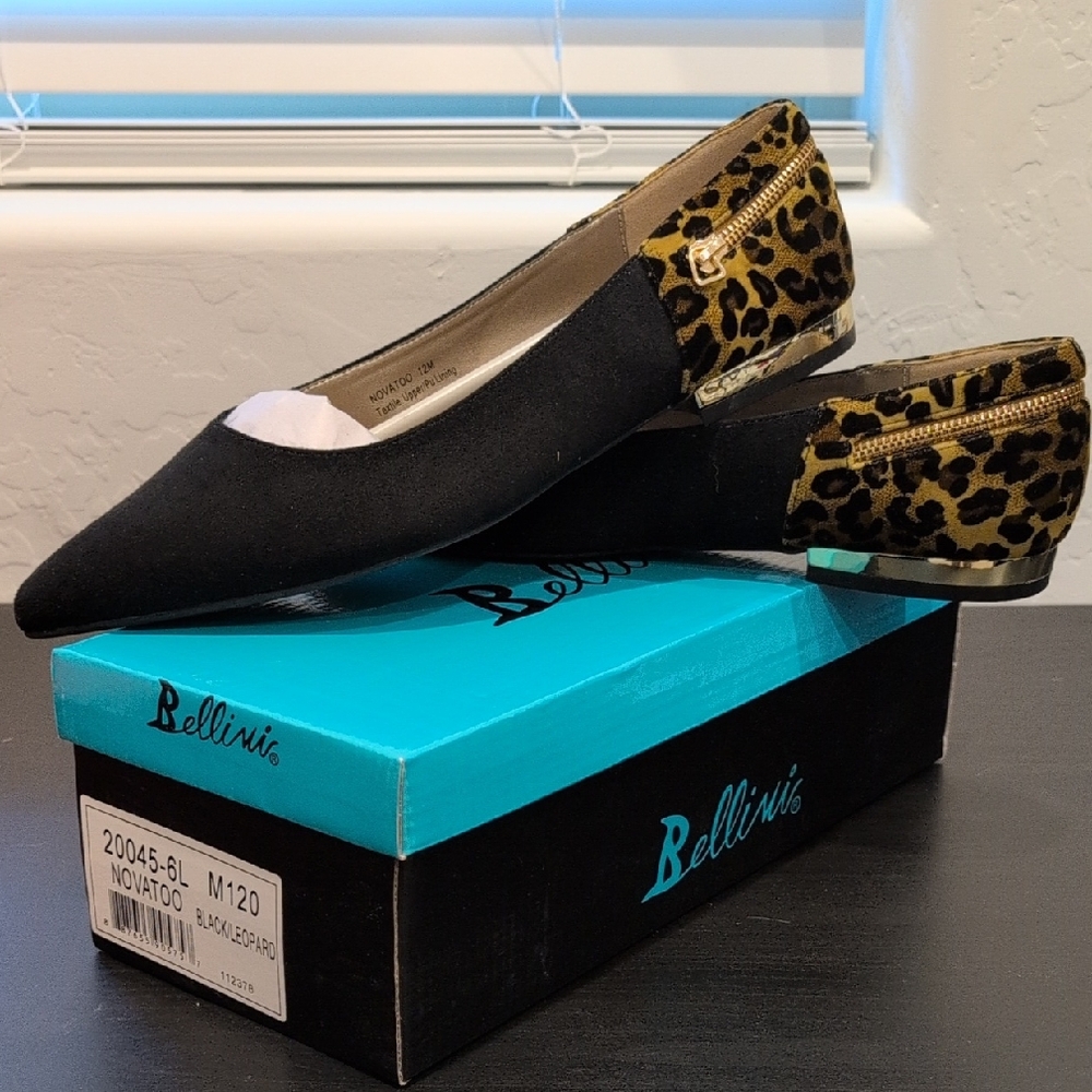 NIB Bellini Size 12 Black & Leopard Flats